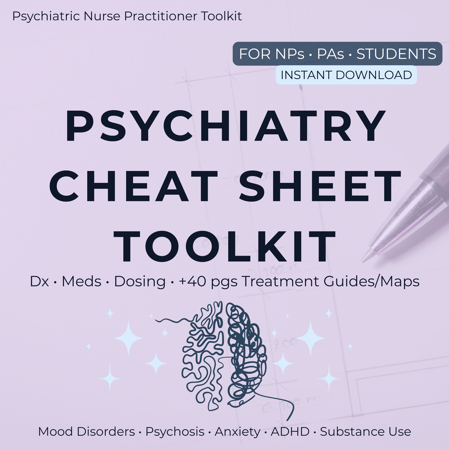 Psychiatry Cheat Sheet Toolkit | 40+ Page Psych NP Clinical Reference Guide